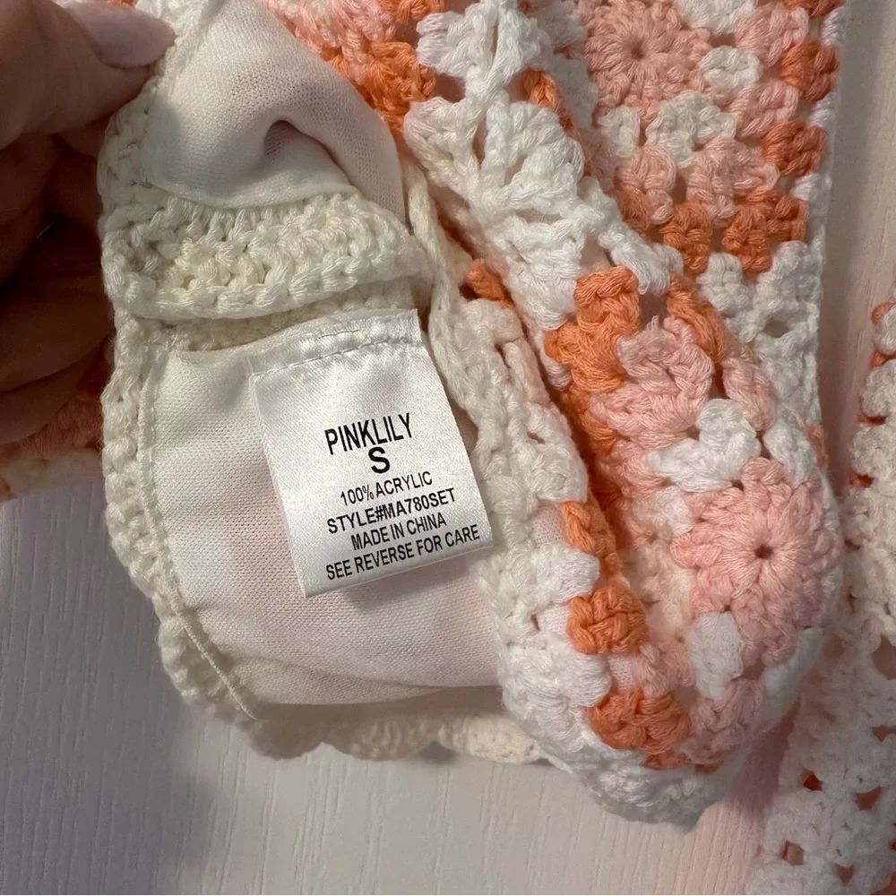 Pink Lily Crochet Tank and Skirt set. Size Small - Picture 9 of 11